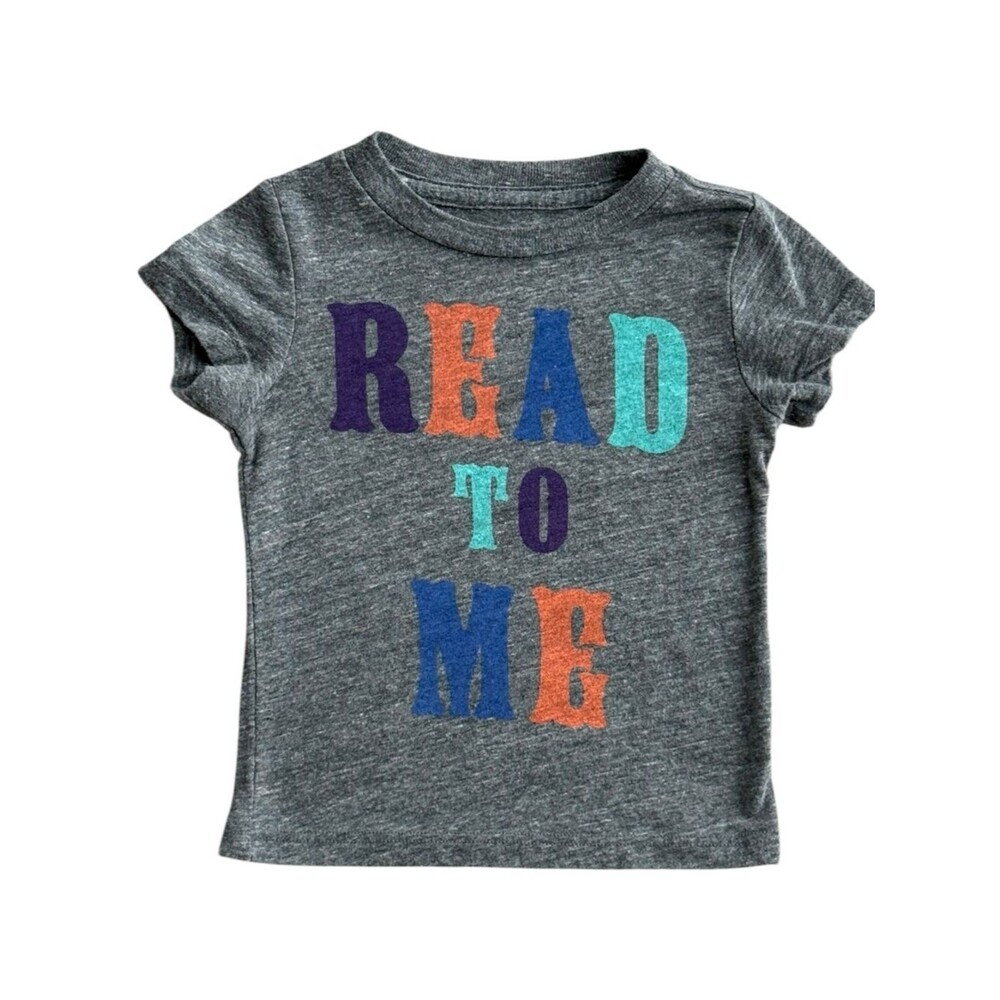 Peek Little Peanut Baby Short Sleeve Gray Read To Me Graphic Tee. 6-12 Months.
